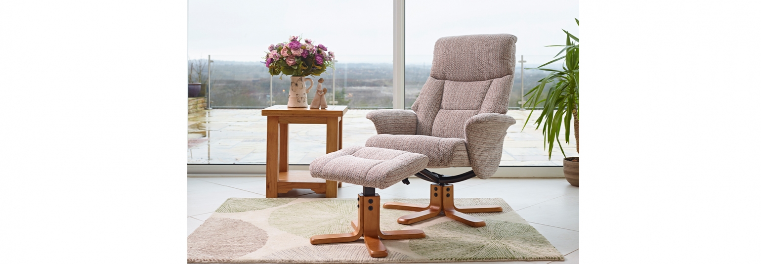Marseille Upholstered Fabric Swivel Recliner Office Chair